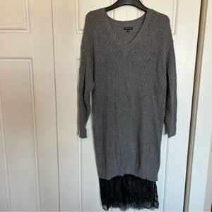 Sweater dress with lace detail